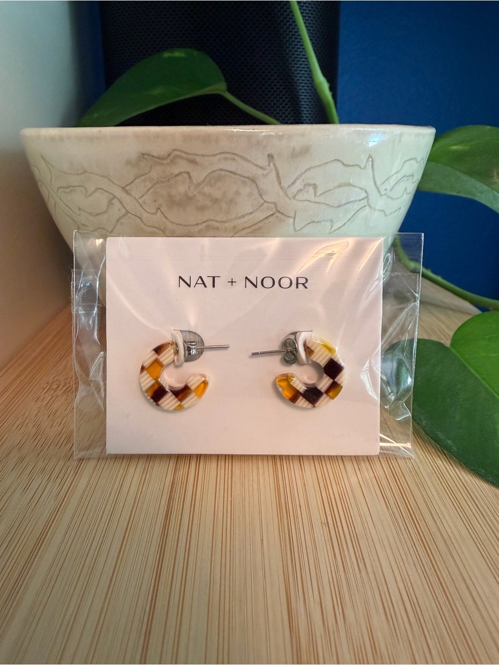 Checkered Resin Hoop Earrings